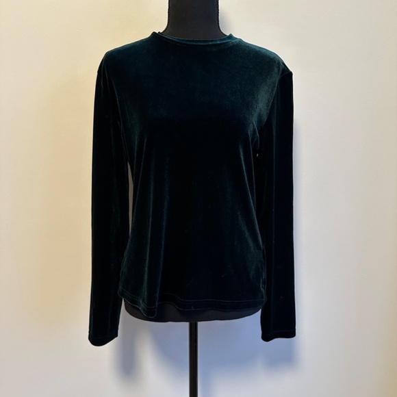 *FRENCH CONNECTION* Green Velvet Long Sleeve Top Size Large - Picture 1 of 7
